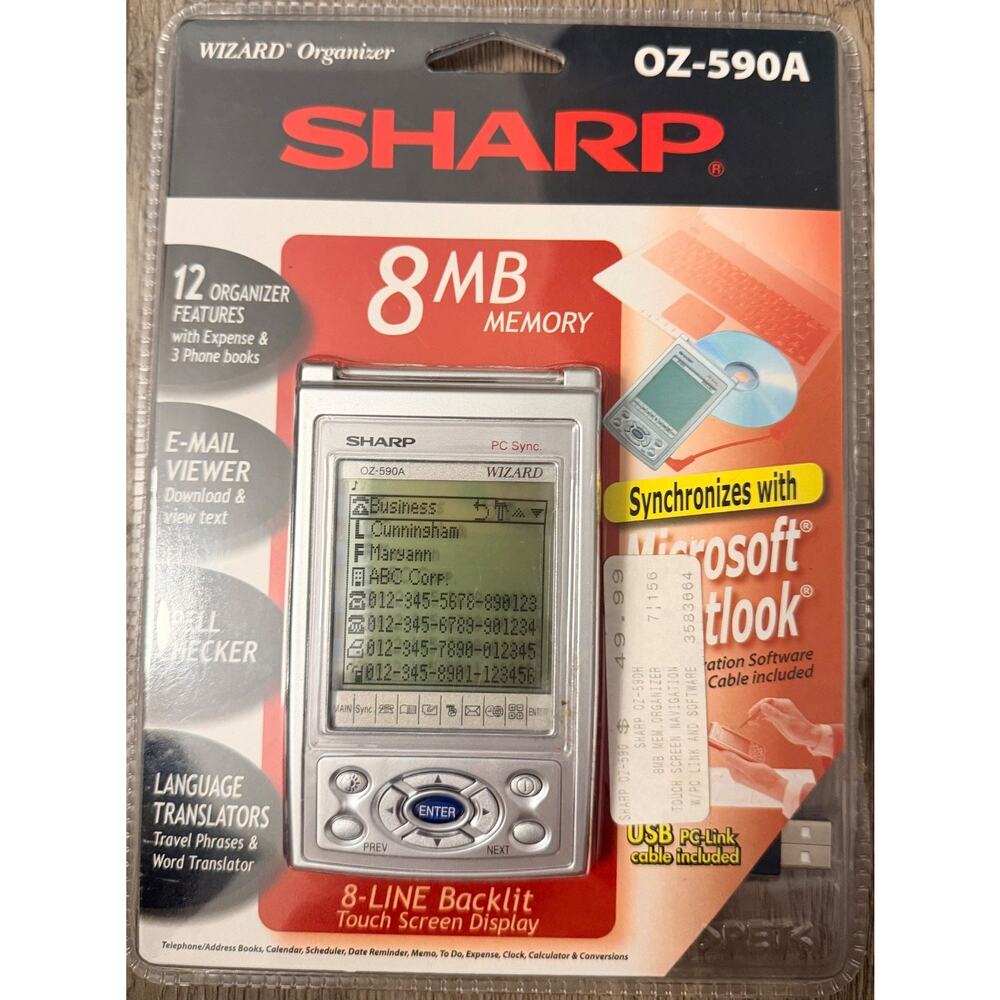 NEW Sharp Wizard OZ-590A Electronic Organizer-8MB, Backlit Touch Screen, PC Sync